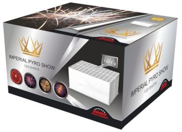 Imperial Pyro Show, 120 Schuss, NEM: 1449g, Kaliber: 25mm, Brenndauer ca. 100 Sekunden